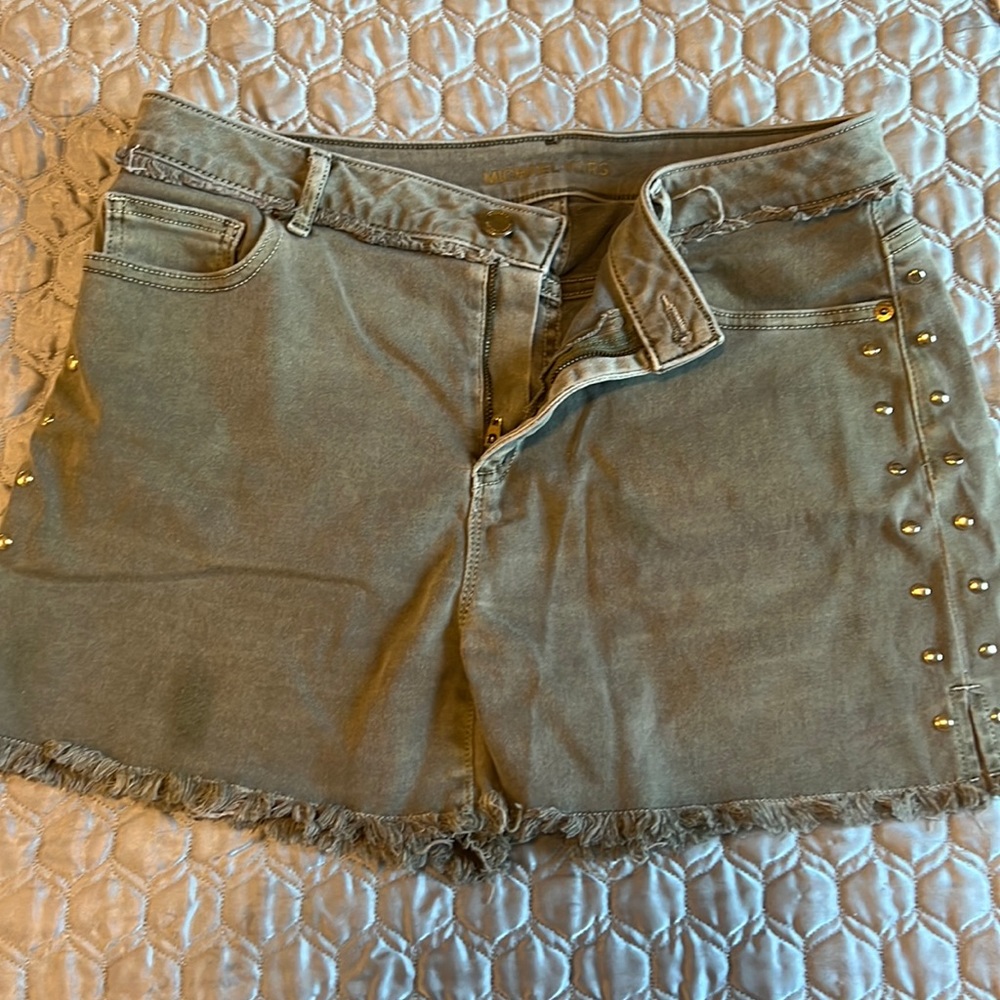 Michael kors studded army green shorts